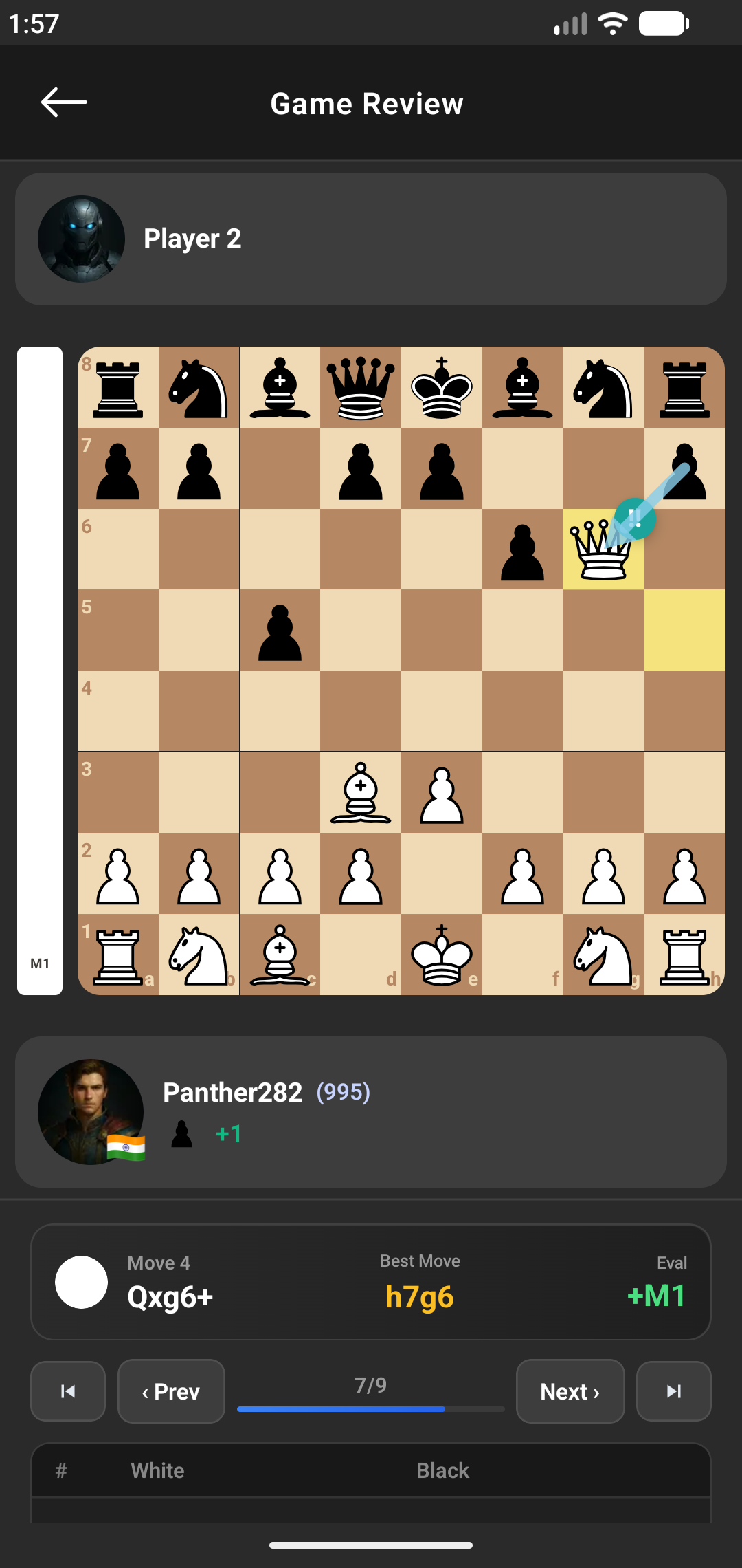 Chess Battles Move History